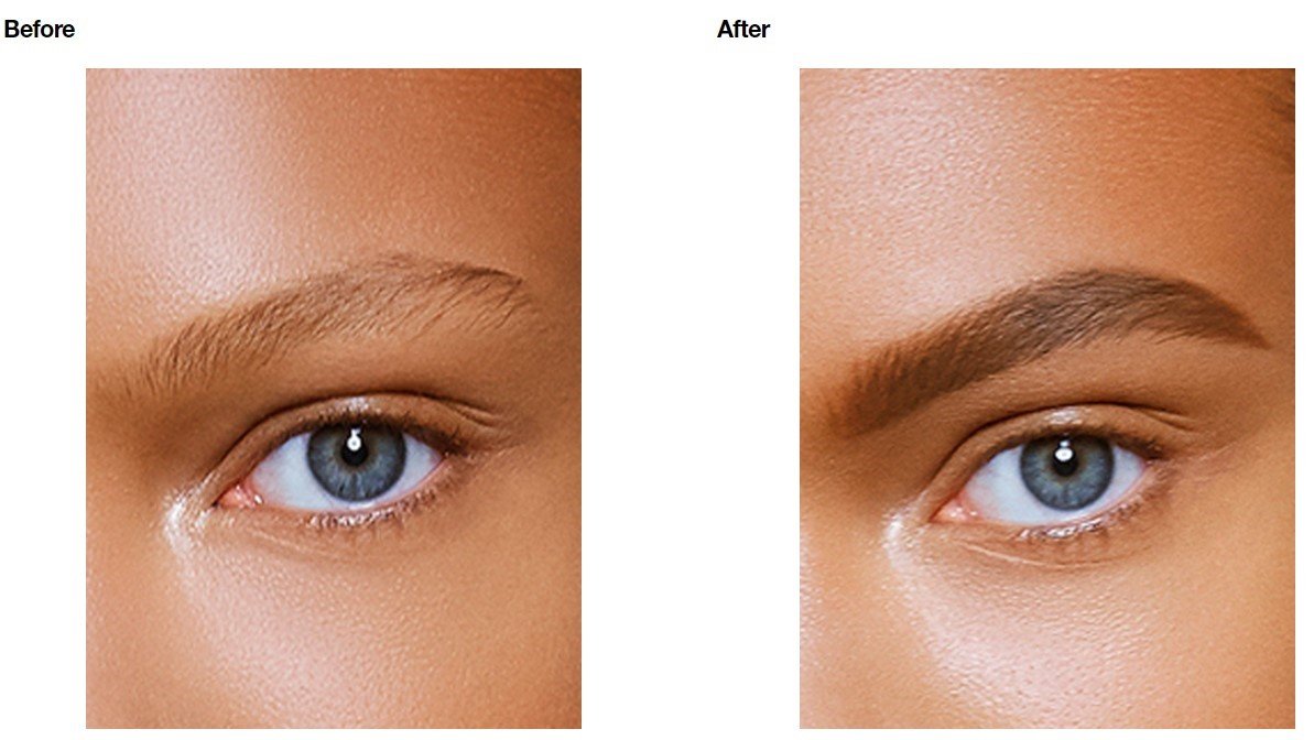 image avant application étape par étape de la poudre à sourcils maybelline brow drama shaping chalk